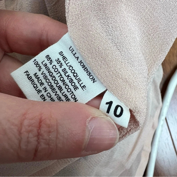 Ulla Johnson | Fantine Silk Midi Floral Ruffle Tiered Dress in Blush Pink 10 - Picture 8 of 9